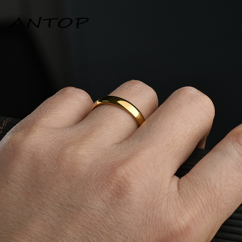 Cincin Emas Asli Kadar 375 Cincin Titanium Pasangan Anti Karat Hadiah Hari Valentine Untuk Couple Gold Ring ANTOP