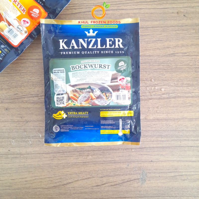 

Kanzler Bockwurst 360 Gr / Sosis Kanzler Bockwurst Beef Sausage 360gr / HALAL / Khul frozen foods