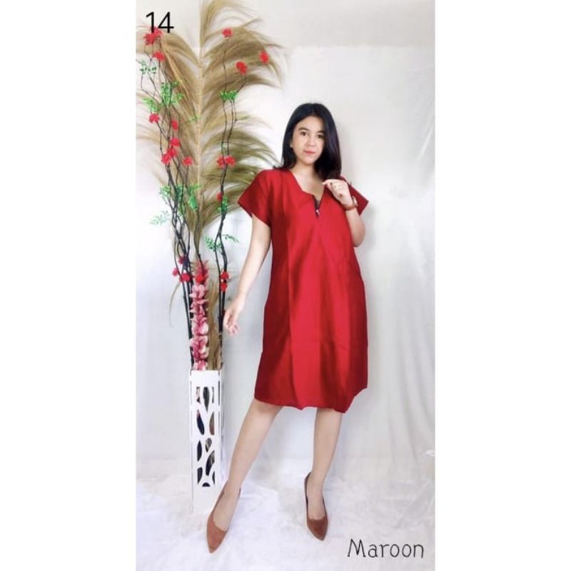 Daster Panjang Selutut Busui Kekinian Non RuffleAFERO-Dst SLUTUT(MARUN)