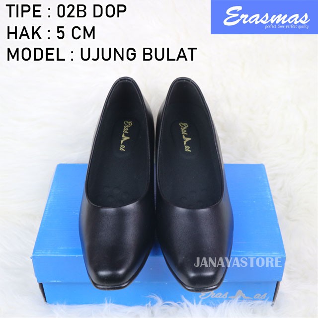 Sepatu Dinas PDH Kantor Bulat 02B Erasmas Persit Bhayangkari Polwan PNS Hak 5cm