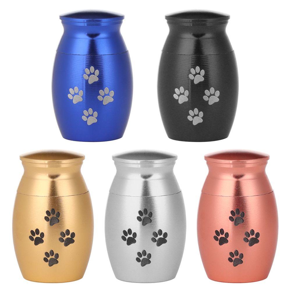 TOP Guci Kremasi Pet Mini Motif Kaki Kucing Anjing Bahan Aluminium Alloy Kenang Kenangan