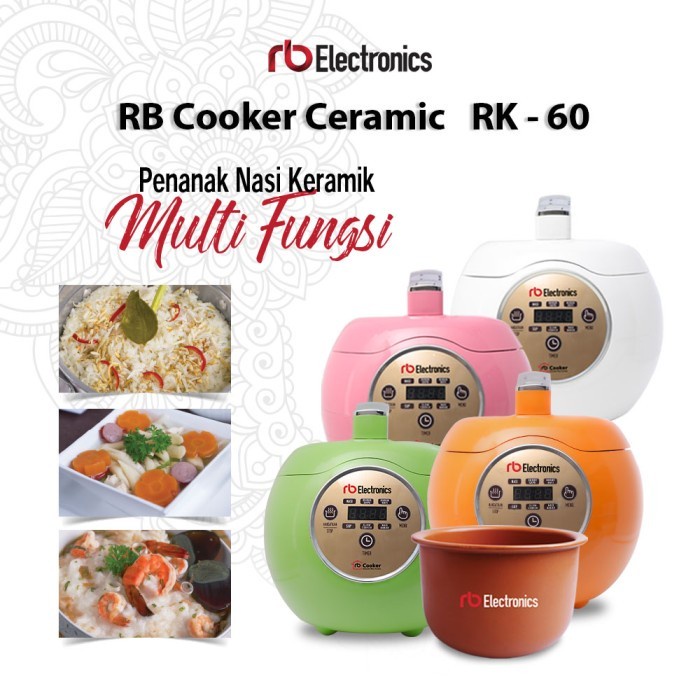 RB Rice Cooker Full Keramik Healthy Rice Cooker Ceramic Capacity 1.3L