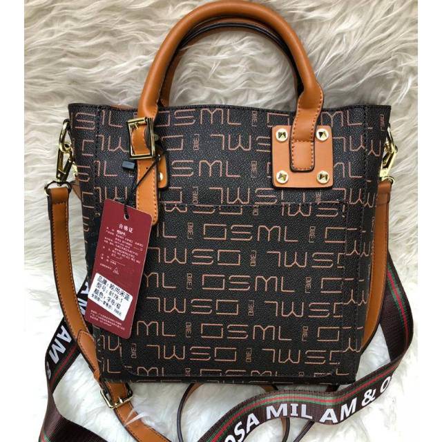 tas tenteng handle bag premium fashion cewe tas taiga kulit tekstur besar bamyak sekat tas kerja