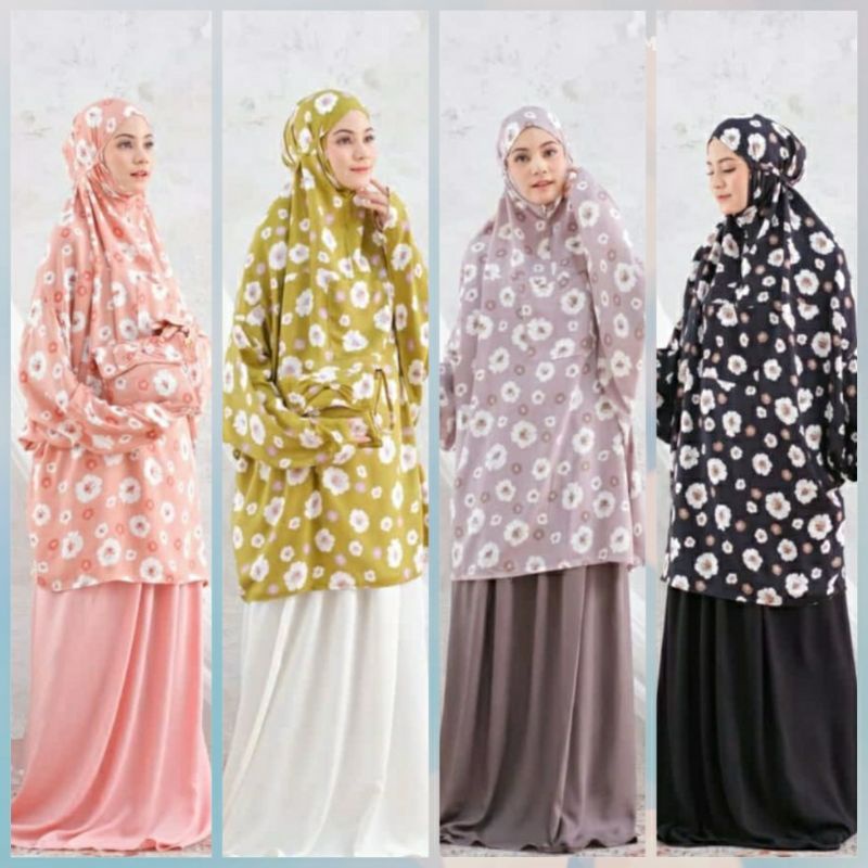 Mukena atas bawah berlengan Hadramaut / mukena alwiyah /mukena rayon