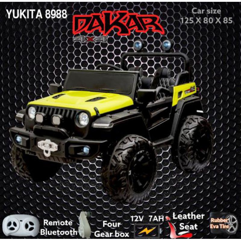 MOBIL AKI JEEP  Yukita 8988 RUBICON DAKAR 4WD  YUKITA NON PAITING  ~MOBIL AKI ANAK~MAINAN MOBIL AKI ANAK