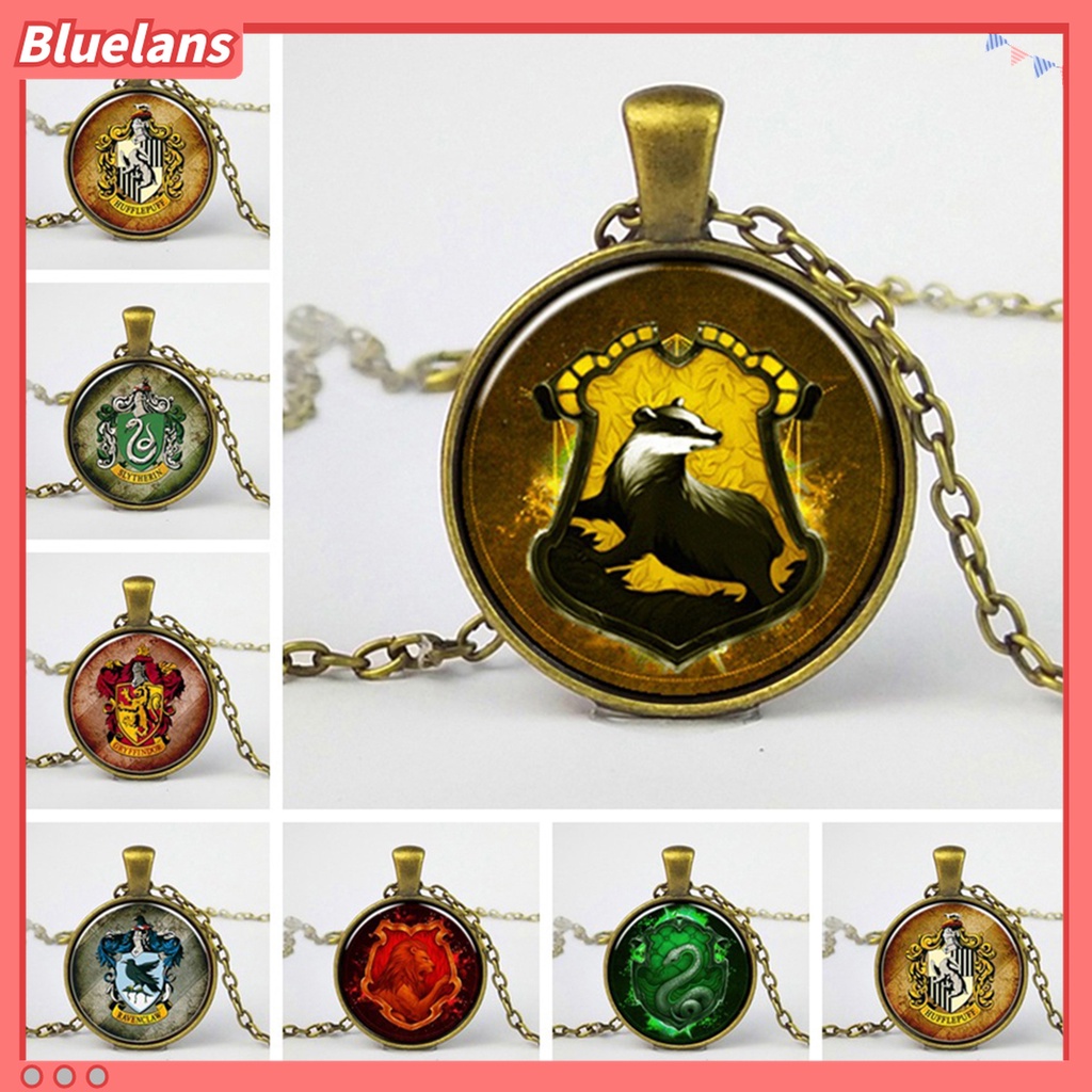 Kalung Liontin Batu Permata Bulat Motif Kartun Anime Gryffindor Untuk Aksesoris Pesta