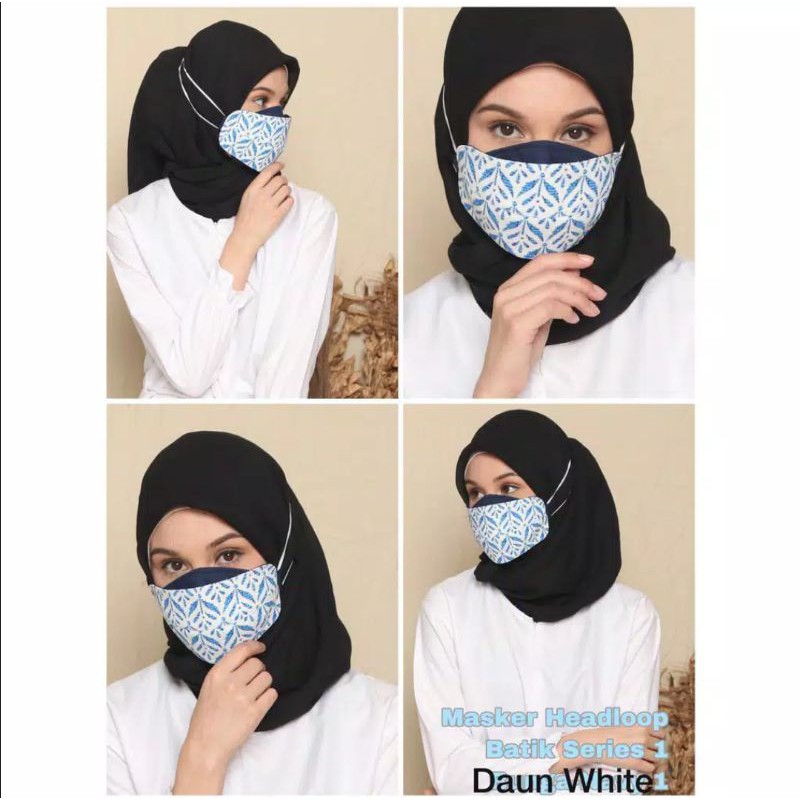 Masker Hijab Kain Katun Batik 3 Ply Model Evo Mask
