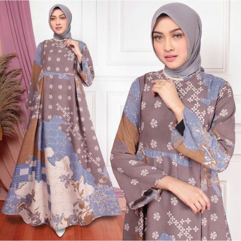 GAMIS BESTSELLER // GAMIS MAXMARA LUX // MOTIF BUNGA CANTIK // AKSEN LENGAN TEROMPET YANG ELEGAN