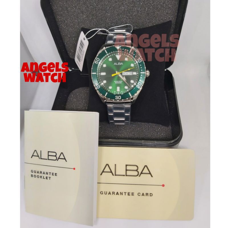 angelswatch jam tangan alba original pria aj6117 green hulk stainless steel