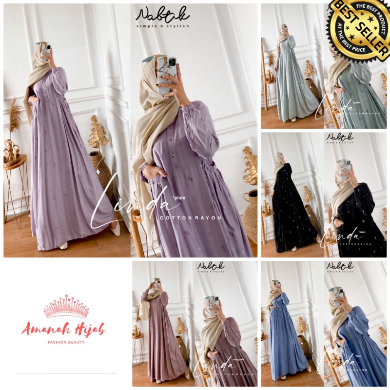 [[ READY STOCK LANGSUNG KIRIM ]] LINDA DRESS NABTIK ORIGINAL BERLABEL PREMIUM GAMIS MAXY KATUN RAYON