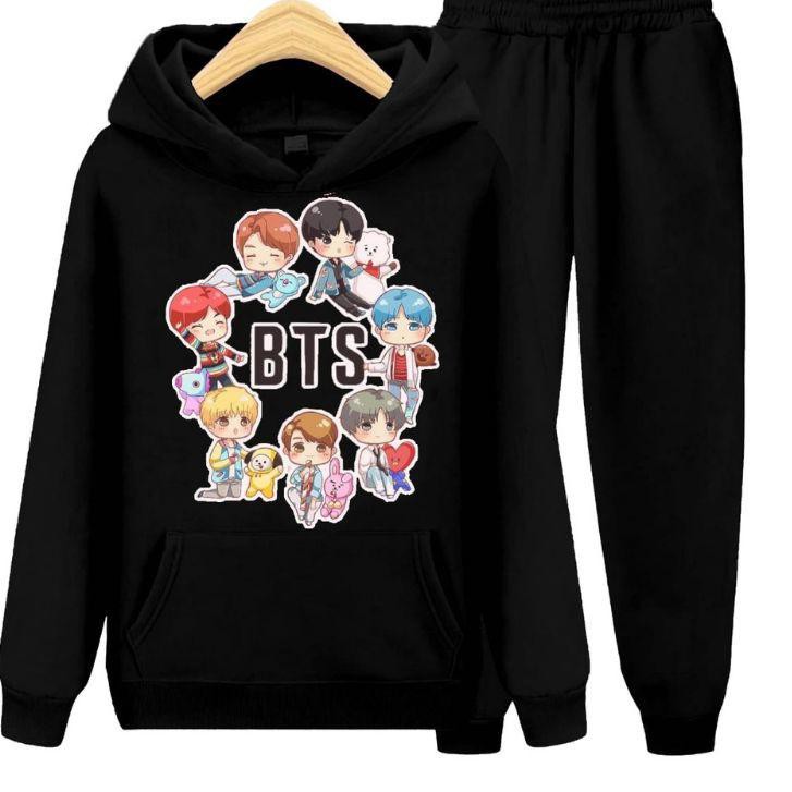 Ready Stok Set Hoodie BTS Anak / Setelan Sweater Jaket Anak BTS Korea BT21 grosir