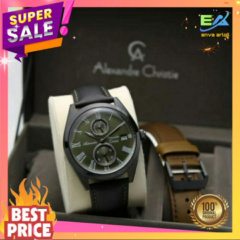 JAM ALEXANDER CHRISTIE PRIA ORIGINAL AC 3040 TERBARU MURAH ORI ANALOG AUTOMATIC OTOMATIS KULIT NEW