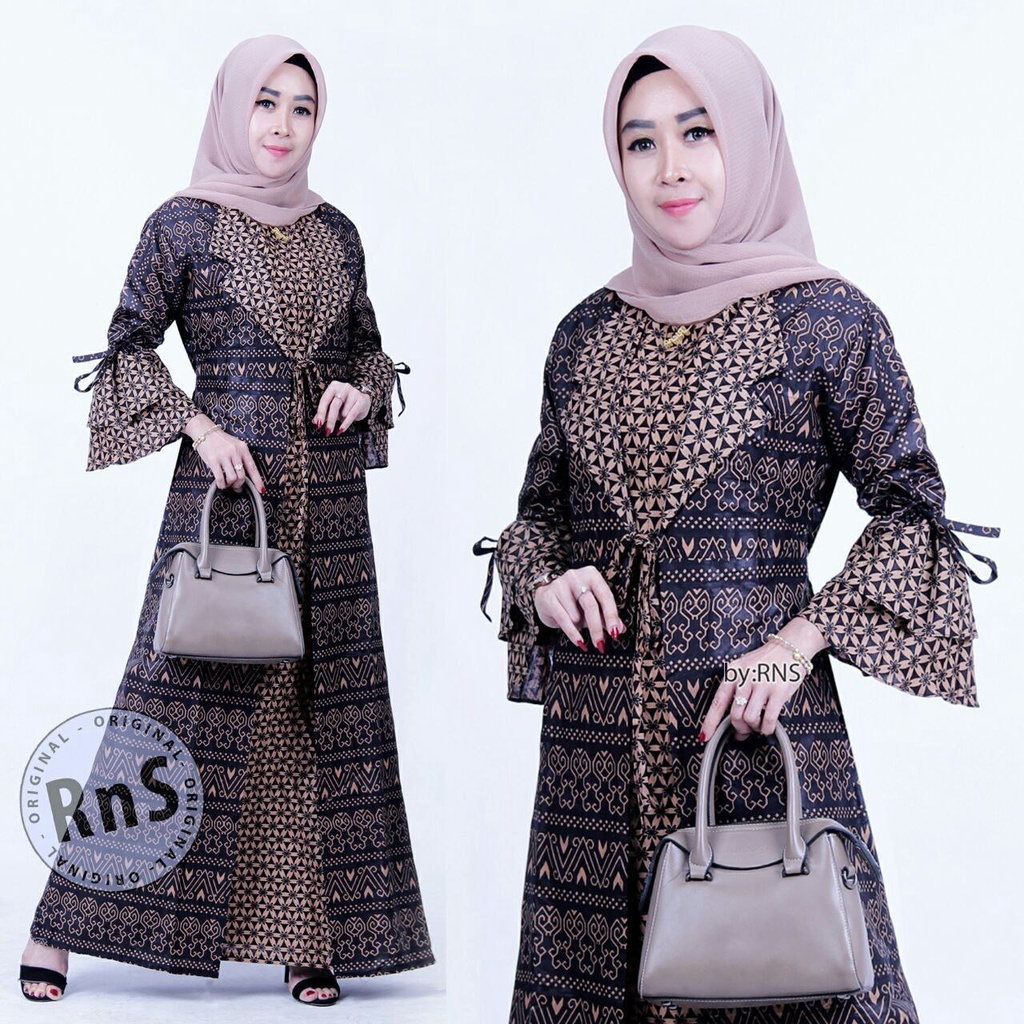 Gamis Batik Jumbo Modern Premium - Gamis Busui All Size/Gamis Batik Kombinasi - Gamis Batik Terbaru