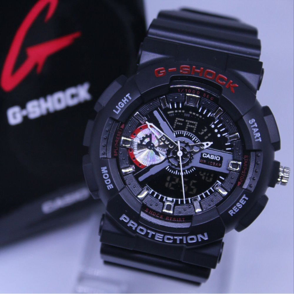 JAM TANGAN G SHOCK GA 110 BLACK LIST RED