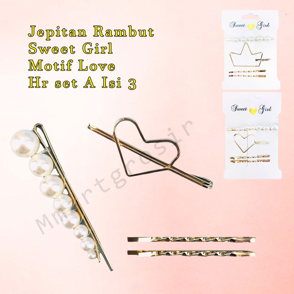 Jepitan Rambut / Sweet Girl / Hiasan Rambut / Hr set A / Isi 3