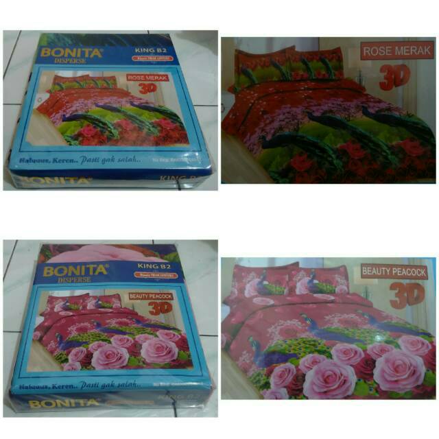 Sprei Bonita Murah Ukuran 180X200 Motif Beauty Peacock dan Rose Merak