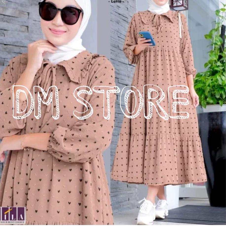 ۞ VIRALL,,,, gamis ruby crinkle Airflow Uragiri terbaru 2022 / Midi Dress Dotty Gamis Home Dress Bus
