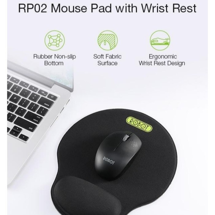 B_    ROBOT Mousepad RP02 Non-slip with Ergonomic Mouse Pad Rest Design