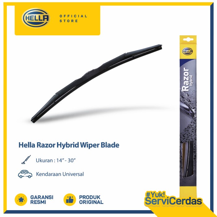 Wiper Mobil Hella Blade Razor Hybrid semua tipe (uk. 14"-30") per pcs