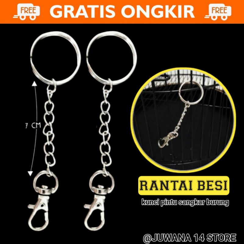 RANTAI KUNCI BESI RANTAI SANGKAR BURUNG PENGAMAN GEMBOK PINTU SANGKAR KANDANG BURUNG