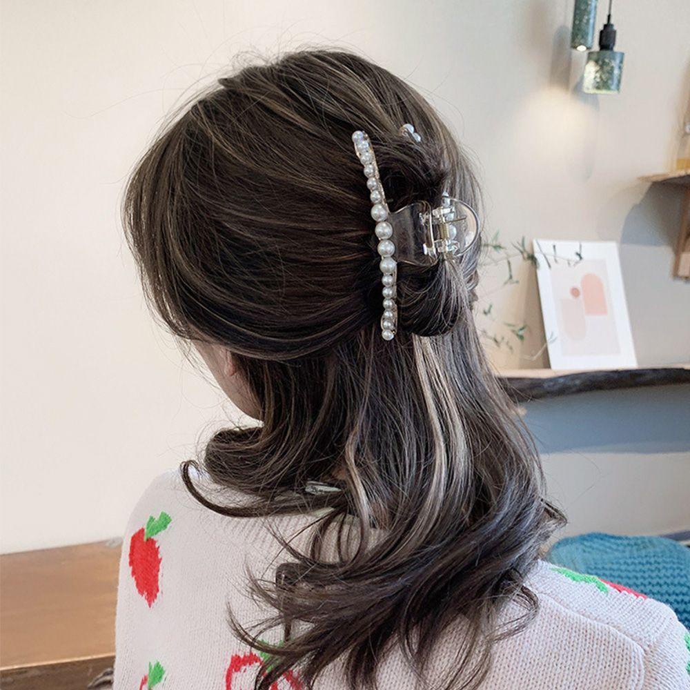 AUGUSTINA Pearl Hair Claw Wanita Korea Aksesoris Rambut Disk Rambut Elegent Plastik Grab Clips