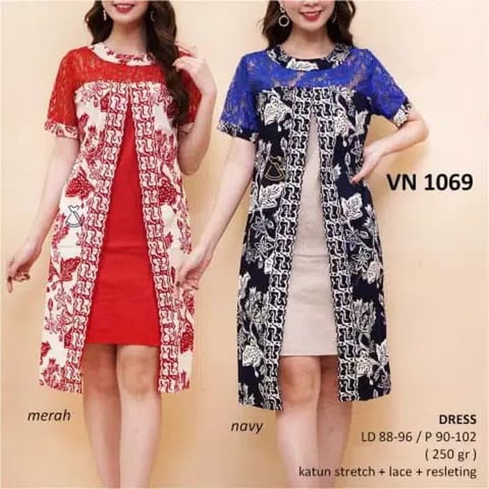 SUPER MURAH - DRESS BATIK WANITA BIG SIZE DRESS BATIK MODERN JUMBO TERBARU NIA
