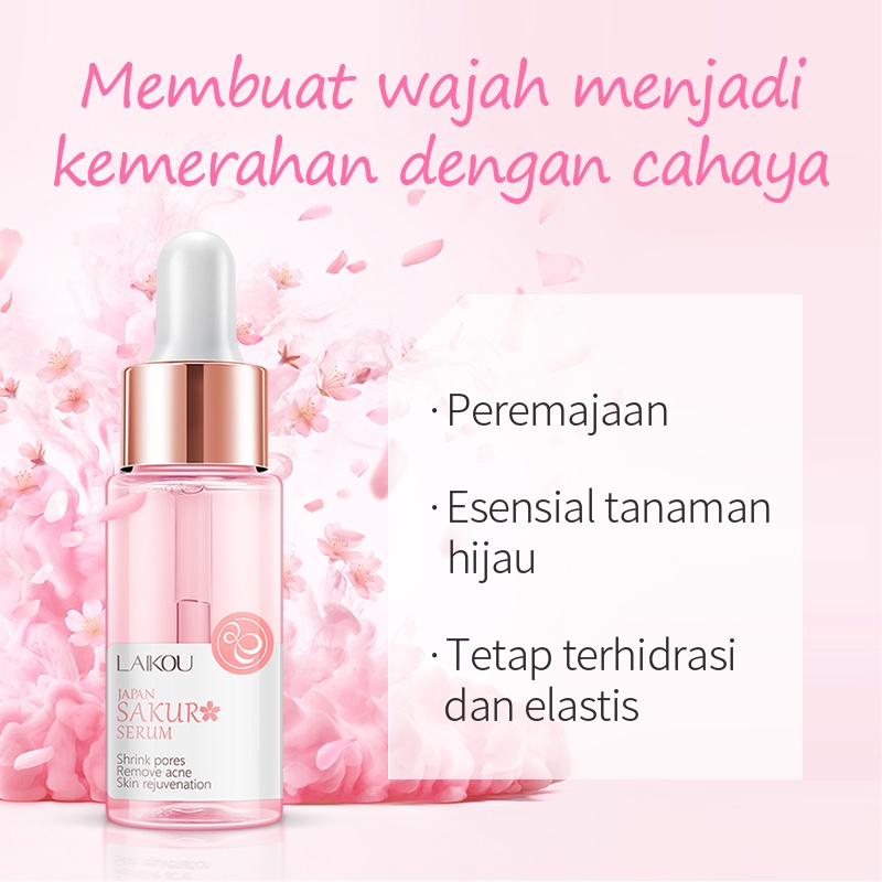 LAIKOU Sakura Serum Menghilangkan Bintik Gelap Esensial Memperbaiki Memutihkan Perawatan Kulit 5 pcs