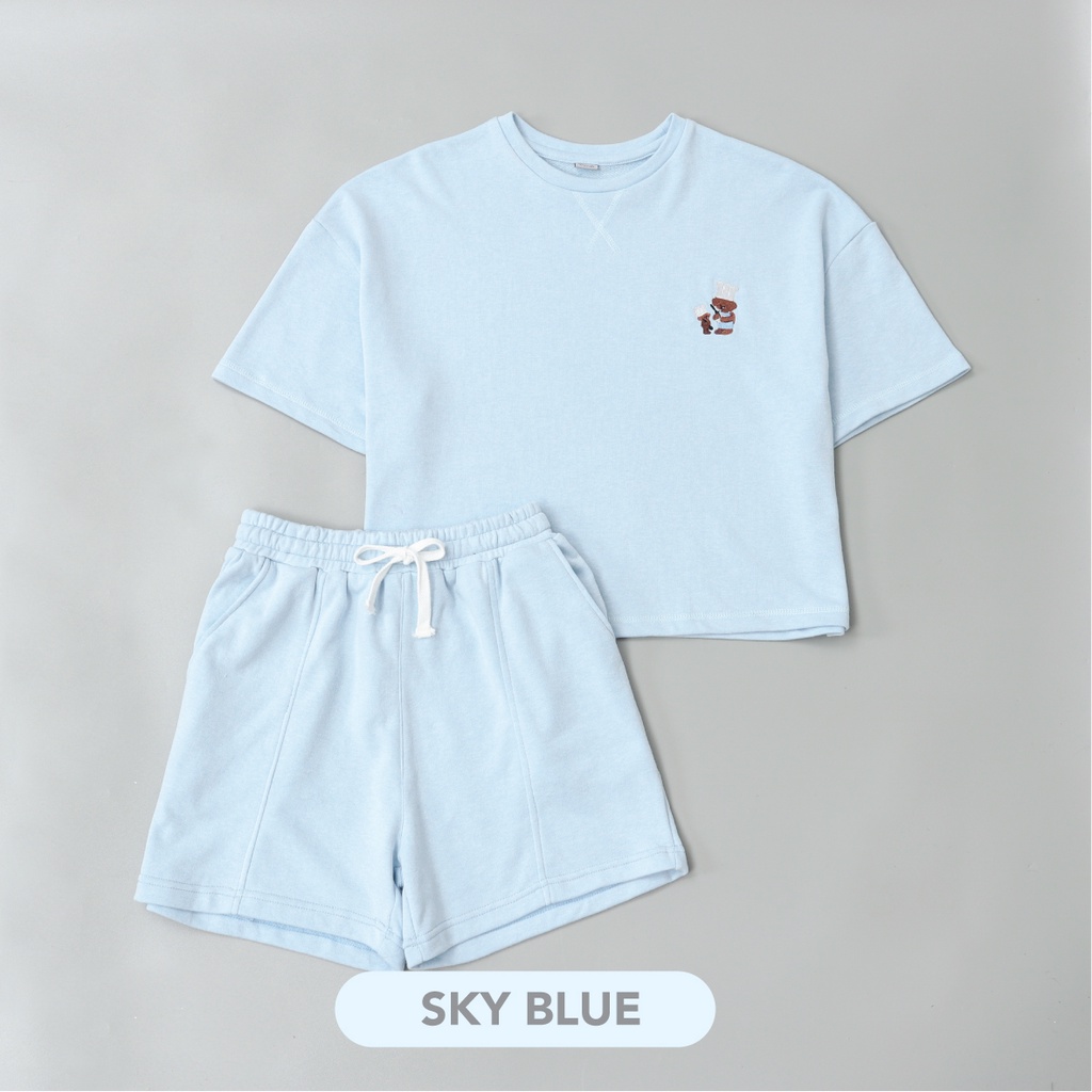 Mooi x Kellysco Oversized Set Setelan Wanita (MOM)-SKY BLUE