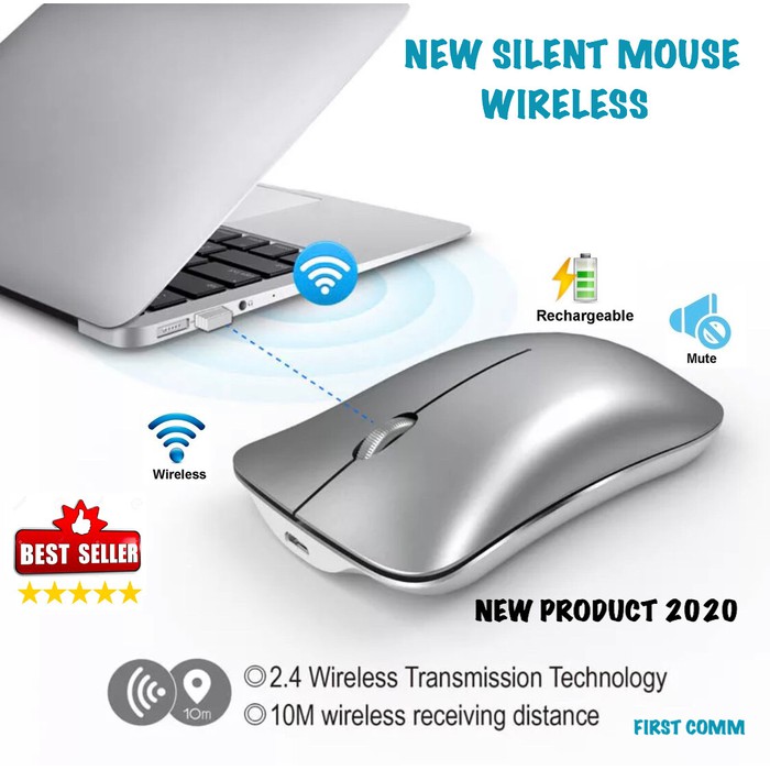 Mouse Wireless Rechargeable &amp; Silent Click USB POWER SAVING