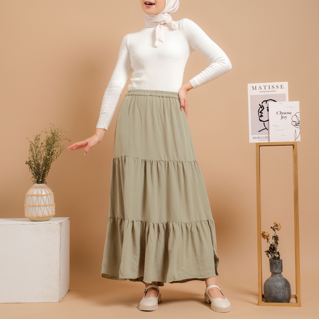 Mayoutfit Deinka Skirt / Rok Layer Wanita-Sagegreen