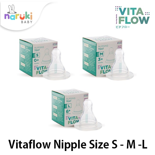 Vitaflow Nipple Standar Teat Silicone Nipple Size S M L Dot Anti Colic