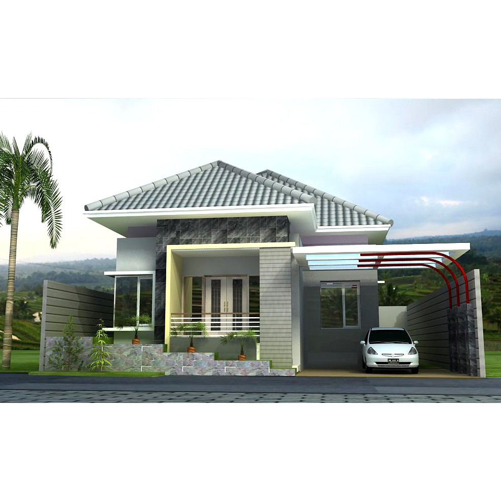 Jual Desain Rumah Tropis 1 Lantai Type 150 ukuran 14,5 X 17 meter | Shopee Indonesia - Denah Rumah Type 150 1 Lantai