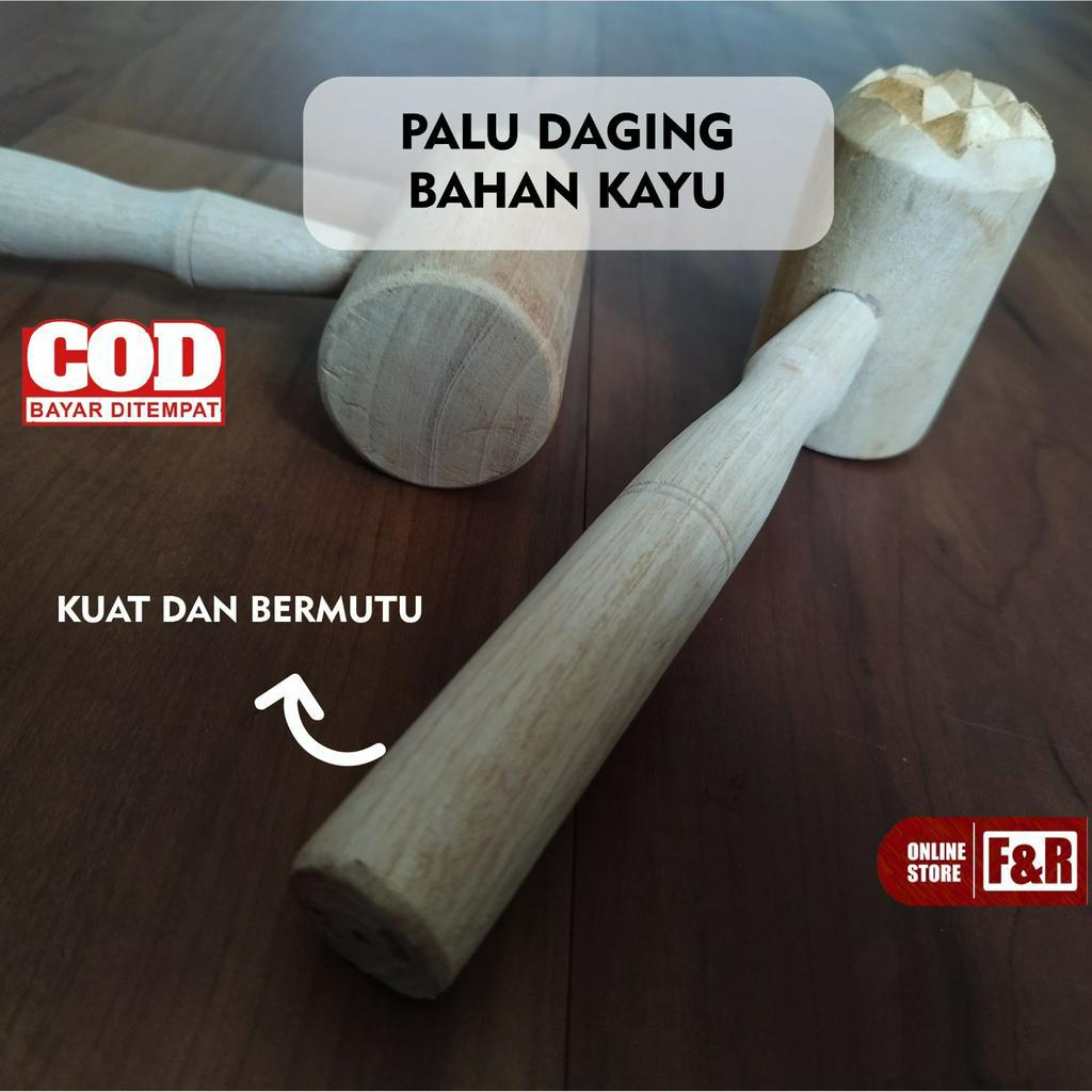 Palu Pelunak Pengempuk Daging Bahan Kayu Pinus Food Grade Alat Pemukul Daging Premium Perlengkapan Dapur