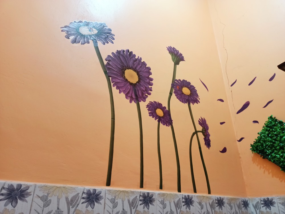 [cod Jatim] Stiker Dinding 68 Flower Purple