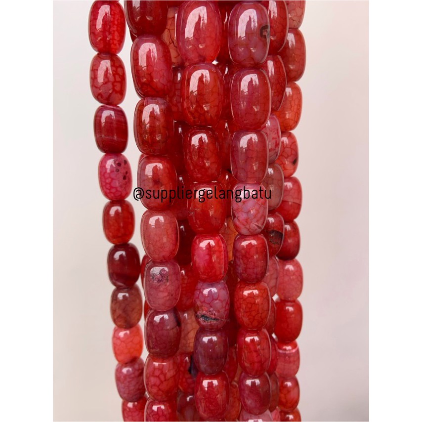 batu alam Penden simba tabung red agate serat 2 x 1,5 cm merah agatis