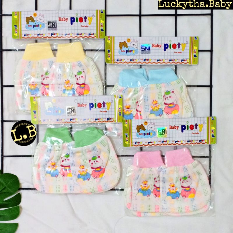 3set _sarung tangan &amp; kaki bayi piety print SNI berkualitas/ stk bayi/ sarung tangan bayi