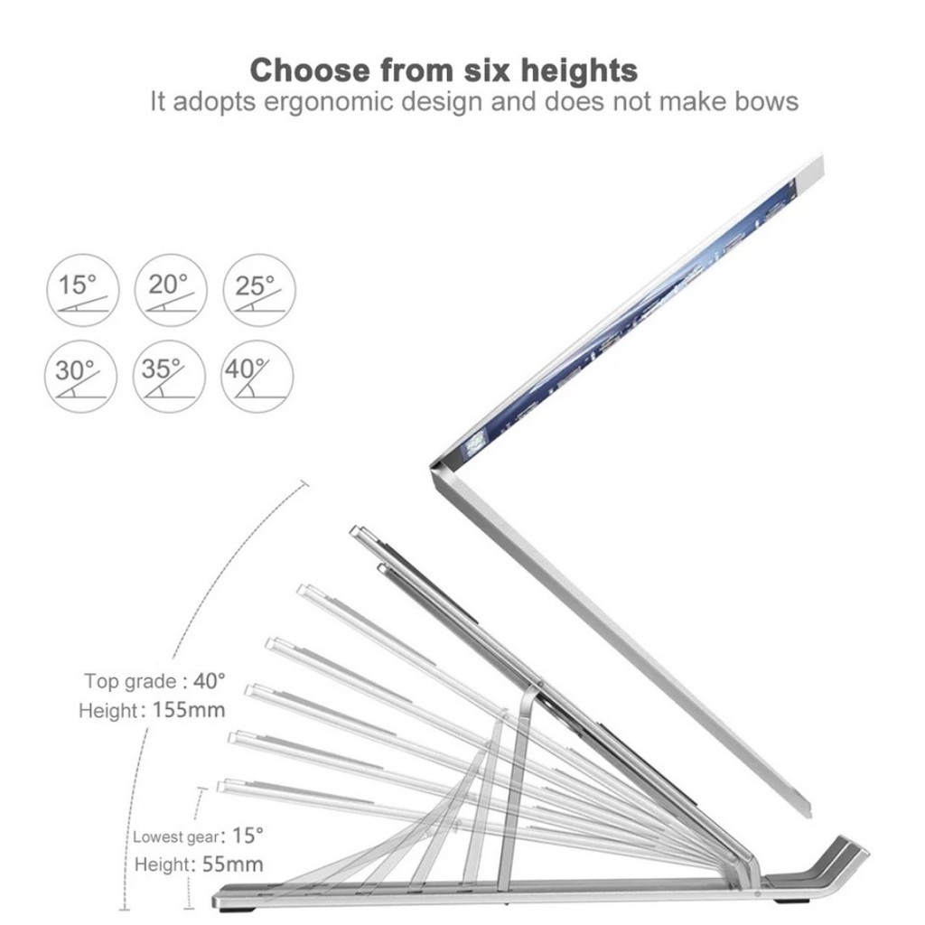 Stand Peninggi Laptop Aluminium Alloy - Dudukan Laptop Portable