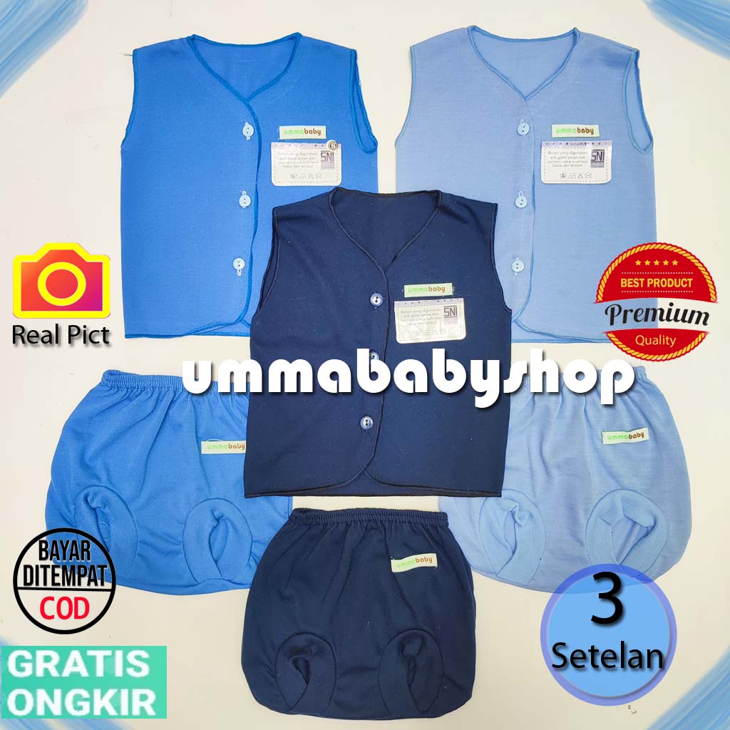 6 pcs / 3 Set Setelan Baju Bayi Baru Lahir Buntung Kutung Katun Halus Lembut SNI Baju Celana Paket Newborn Baby Perlengkapan Bayi Baru  Lahir Gift Kado