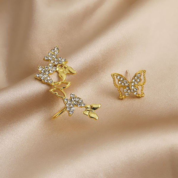 anting kupu kupu asimestris s925 asymmetric butterfly earrings (3d3) jan262