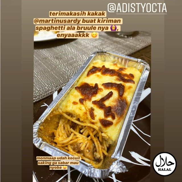 Spaghetti brulee spageti panggang spghetti panggang lasagna bolognese pasta panggang halal murah
