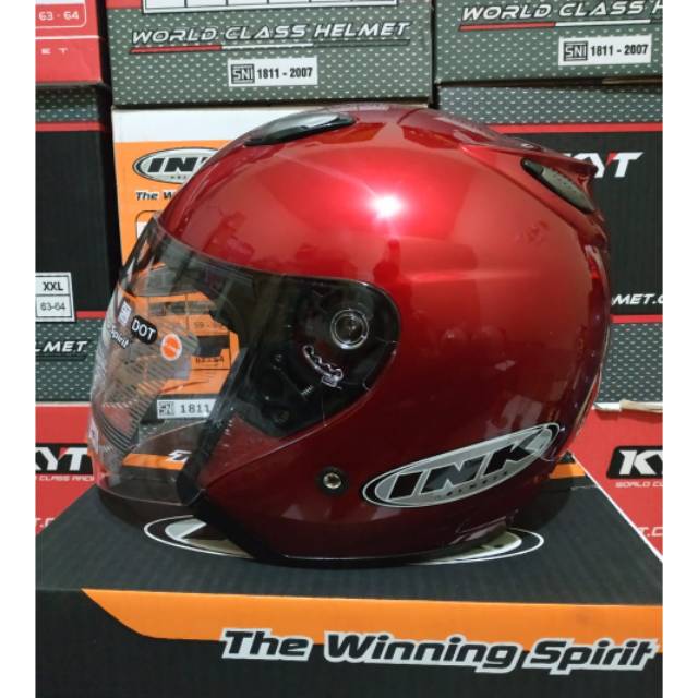 HELM INK CENTRO RED MAROON ORIGINAL HELM INK CENTRO ORIGINAL MERAH MARUN HELM INK TOPI ASLI NO KW
