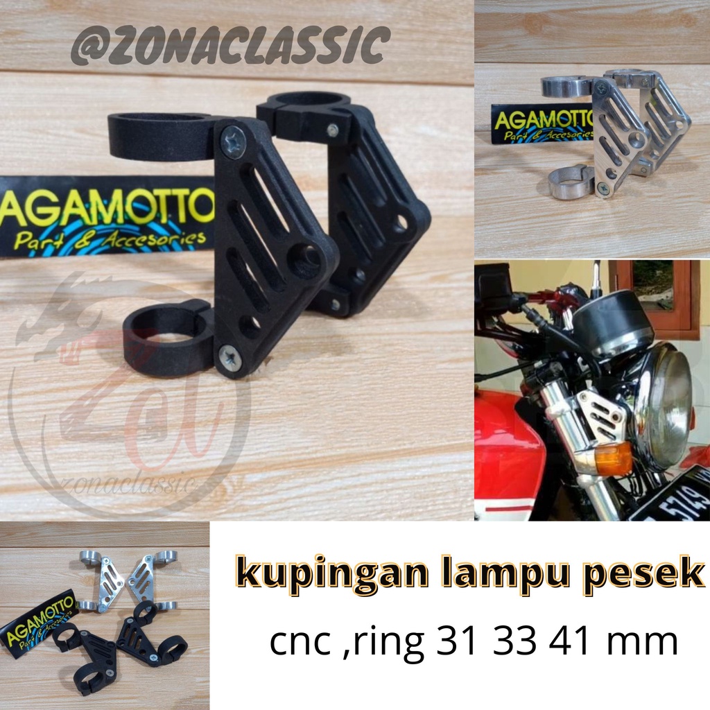 Jual Kupingan Lampu Ring Cnc As Mm Braket Lampu Pesek Cb Gl Tiger Megapro Bracket Ninja