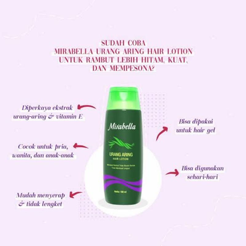 Mirabella Urang Aring Hair Lotion 180Ml / Lotion Rambut / Lotion Mirabella