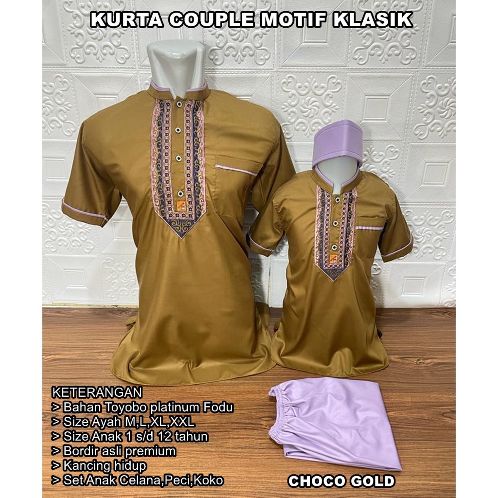 Baju Koko Couple Model Pakistan - Atasan Muslim Pria kurta - Sarimbit Lebaran kembaran Murah