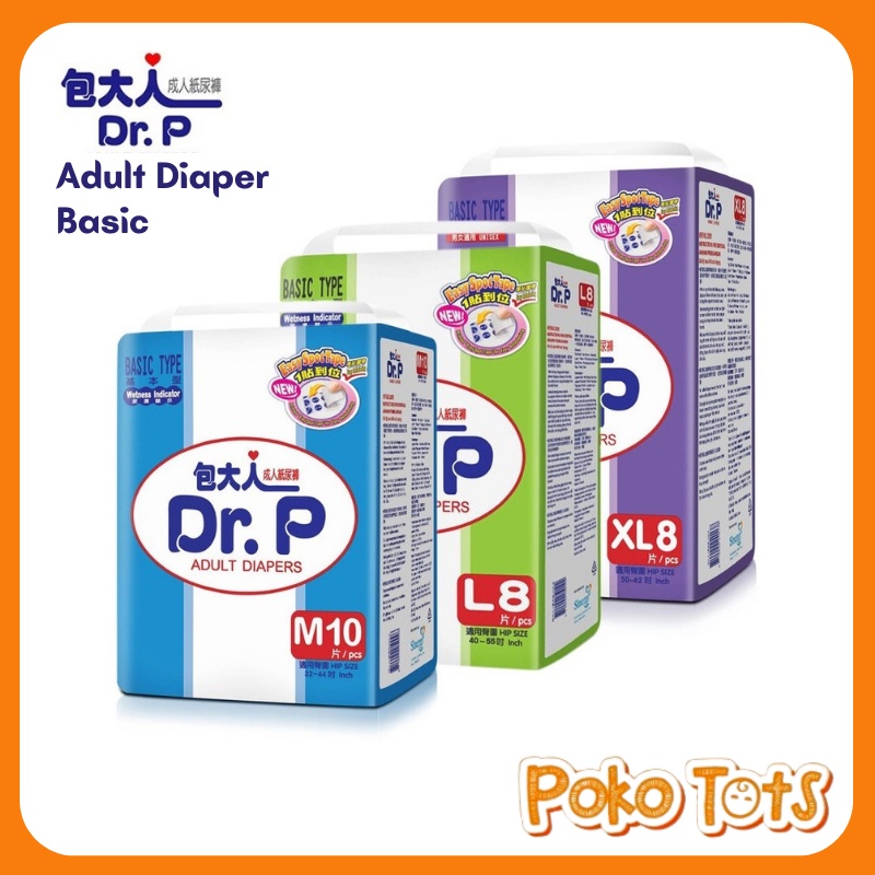 Dr. P Basic Type Adult Diapers Popok Dewasa Tipe Perekat Size M/L/XL DRP WHS