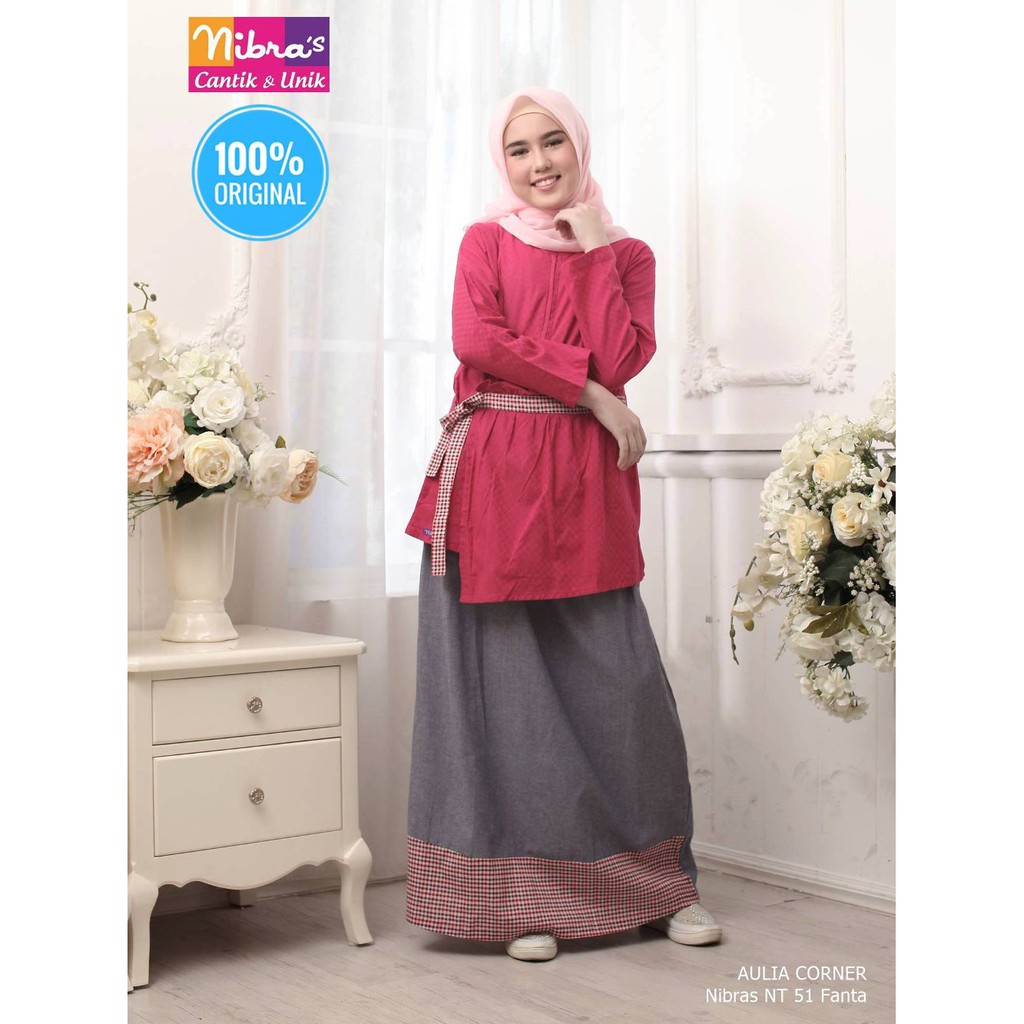 Jual Baju Muslim Gamis Remaja Terbaru Nibras NT 51 Fanta ORIGINAL Model