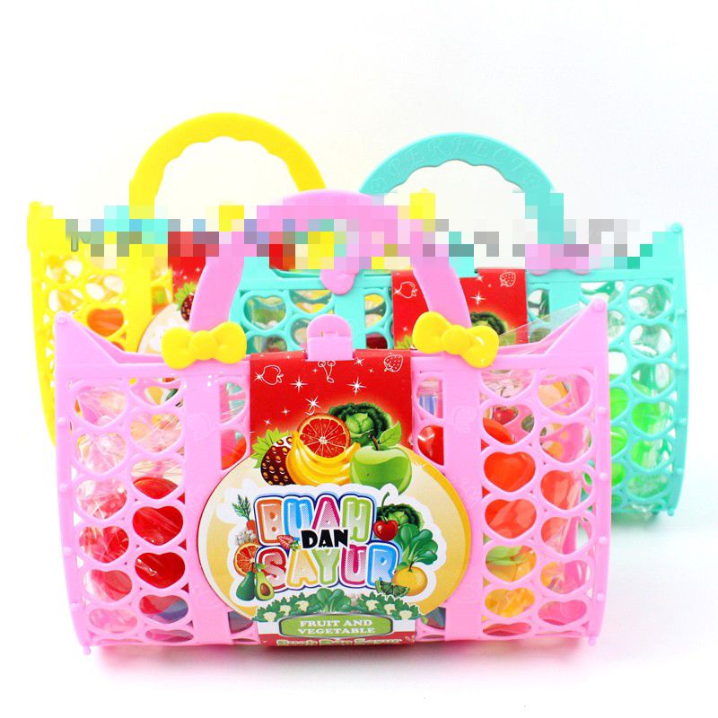 KERANJANG BUAH DAN SAYUR - 1 Set tas keranjang sayur dan buah - Bahan plastik terbaik - Ukuran : 22x20x8 cm - Warna cerha pilihan (random) - Untuk anak di atas 3 tahun