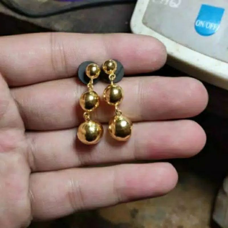 Anting Bulat Emas Asli 24K. Kadar 99,99%. 5 grm