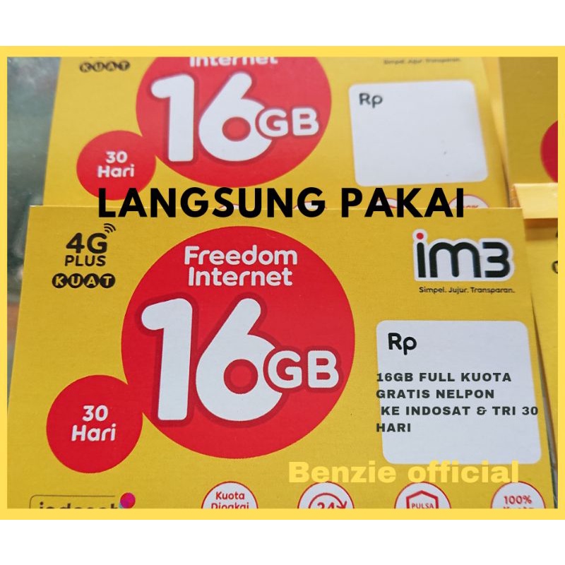 Kartu Perdana indosat 16gb 9gb 3gb 2gb full kartu indosat aktip dah reg