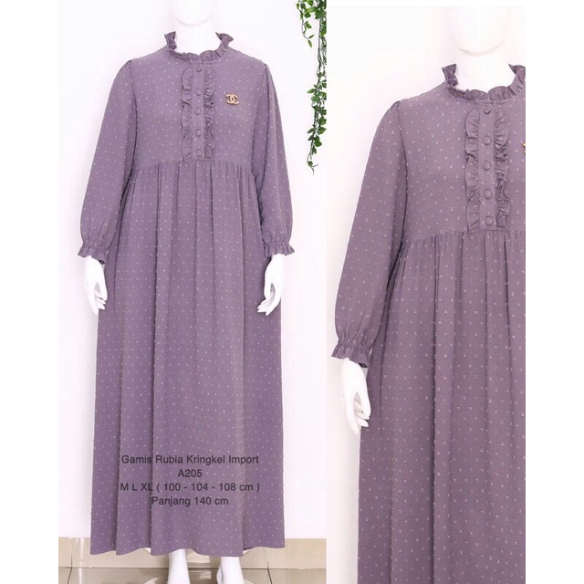 Gamis kringkel premium rubiah ori by diana fashion maxi syari cewek size m l xl cantik elegant mewah